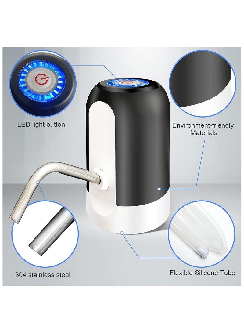 UREVO 3pcs 5 Gallon Water Bottle Pump, USB Charging Portable Electric Water Pump for 2-5 Gallon Jugs Water Dispenser for Office Home Camping Kitchen etc. Black - Image 3