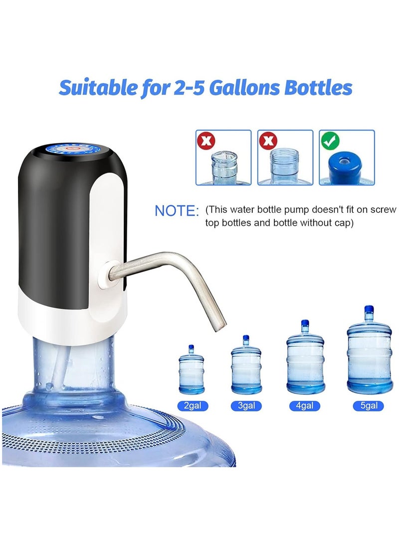 UREVO 3pcs 5 Gallon Water Bottle Pump, USB Charging Portable Electric Water Pump for 2-5 Gallon Jugs Water Dispenser for Office Home Camping Kitchen etc. Black - Image 4