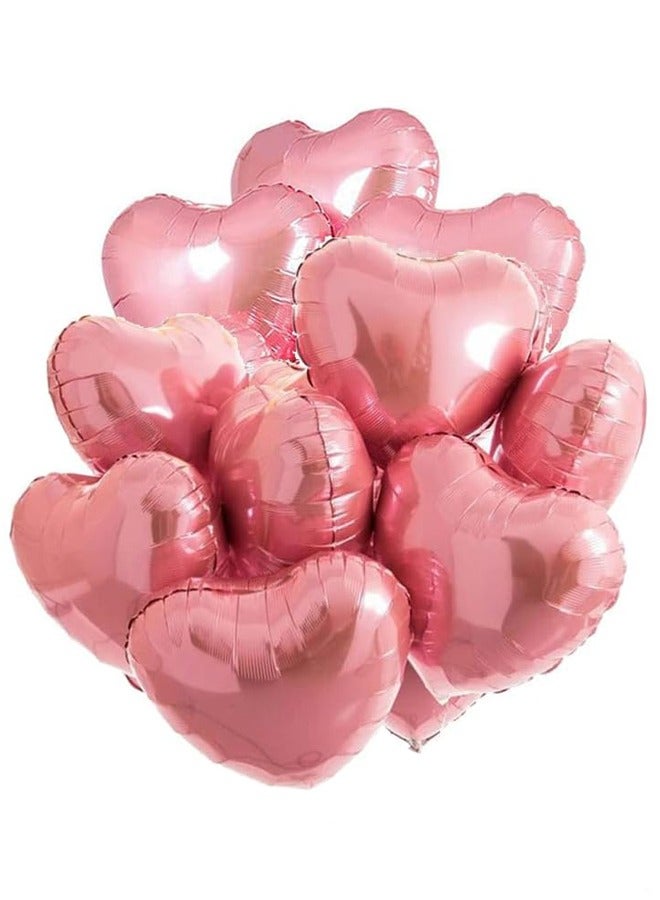 10 Pcs 18 Inch Pink Heart Foil Balloons Love Heart Shaped Aluminum Balloons - Image 1