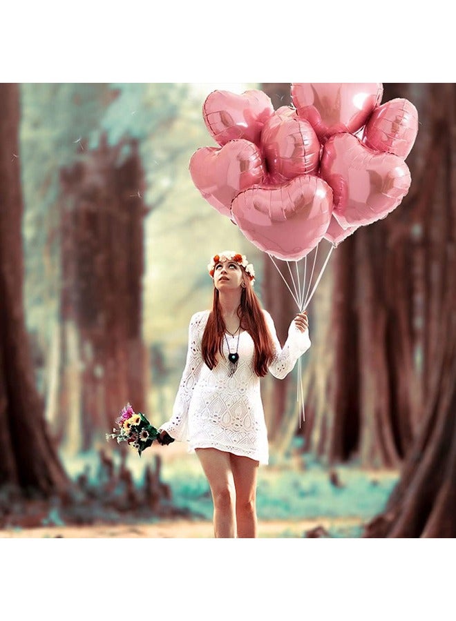 10 Pcs 18 Inch Pink Heart Foil Balloons Love Heart Shaped Aluminum Balloons - Image 3
