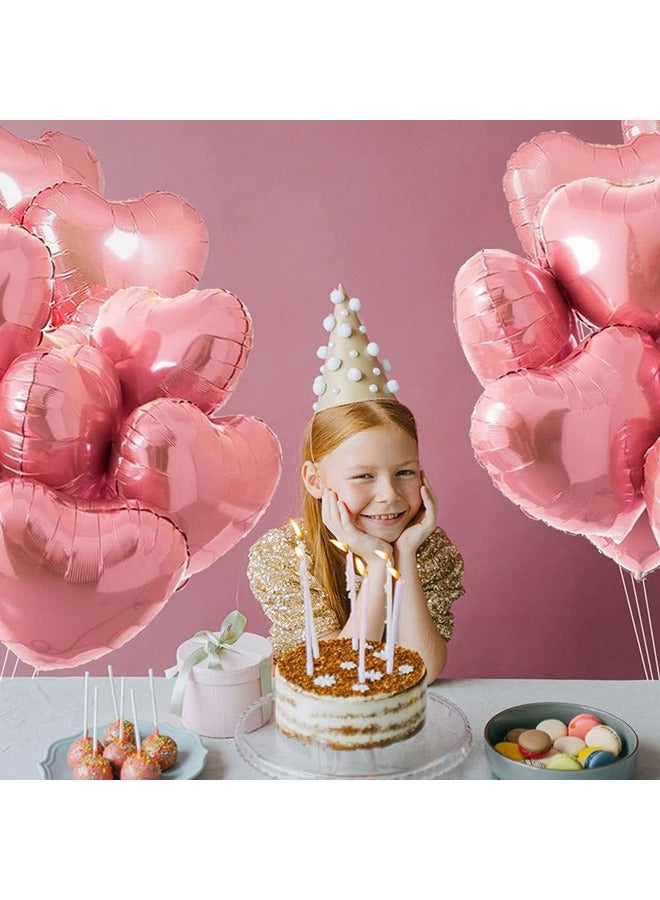 10 Pcs 18 Inch Pink Heart Foil Balloons Love Heart Shaped Aluminum Balloons - Image 4