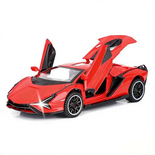 SASBSC Toy Cars Sian FKP3 Metal Model Car with Light and Sound Pull Back Toy Car for Boys Age 3 + Year Old (Red) - Image 1