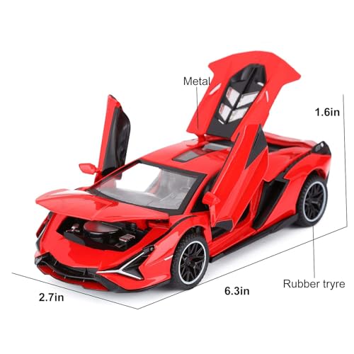 SASBSC Toy Cars Sian FKP3 Metal Model Car with Light and Sound Pull Back Toy Car for Boys Age 3 + Year Old (Red) - Image 5