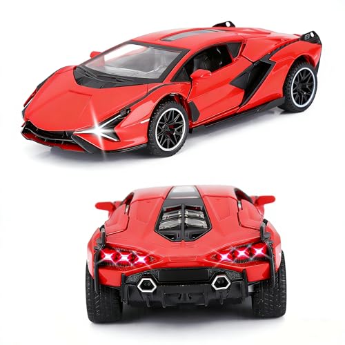 SASBSC Toy Cars Sian FKP3 Metal Model Car with Light and Sound Pull Back Toy Car for Boys Age 3 + Year Old (Red) - Image 3