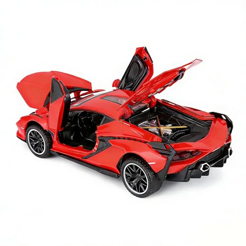 SASBSC Toy Cars Sian FKP3 Metal Model Car with Light and Sound Pull Back Toy Car for Boys Age 3 + Year Old (Red) - Image 2
