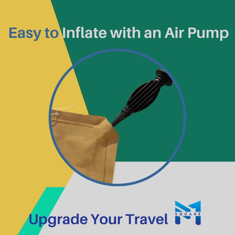 PM SQUARE Inflatable Soft Khaki Air Travel Pillow Pack of 3 for Travelling in Train Bus Camping Hostel and Office - Image 5