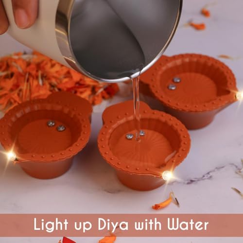 TECNOFEX Water Sensor Diya for Home Decoration - 24 Pcs Brazilian Electric Flameless & Smokeless LED Diya Lights Candle for Home Decor Diwali Festivals Decoration Christmas New Year Festive - Image 2