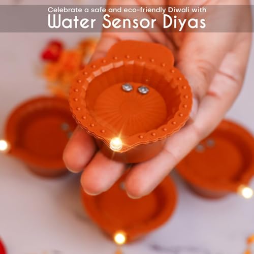 TECNOFEX Water Sensor Diya for Home Decoration - 24 Pcs Brazilian Electric Flameless & Smokeless LED Diya Lights Candle for Home Decor Diwali Festivals Decoration Christmas New Year Festive - Image 4
