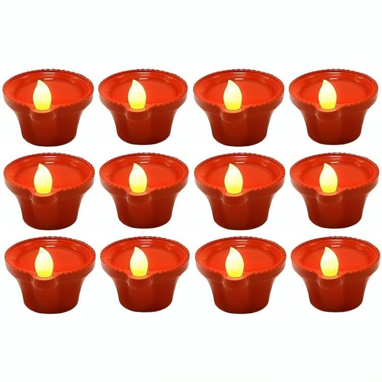 TECNOFEX Water Sensor Diya for Home Decoration - 24 Pcs Brazilian Electric Flameless & Smokeless LED Diya Lights Candle for Home Decor Diwali Festivals Decoration Christmas New Year Festive - Image 1
