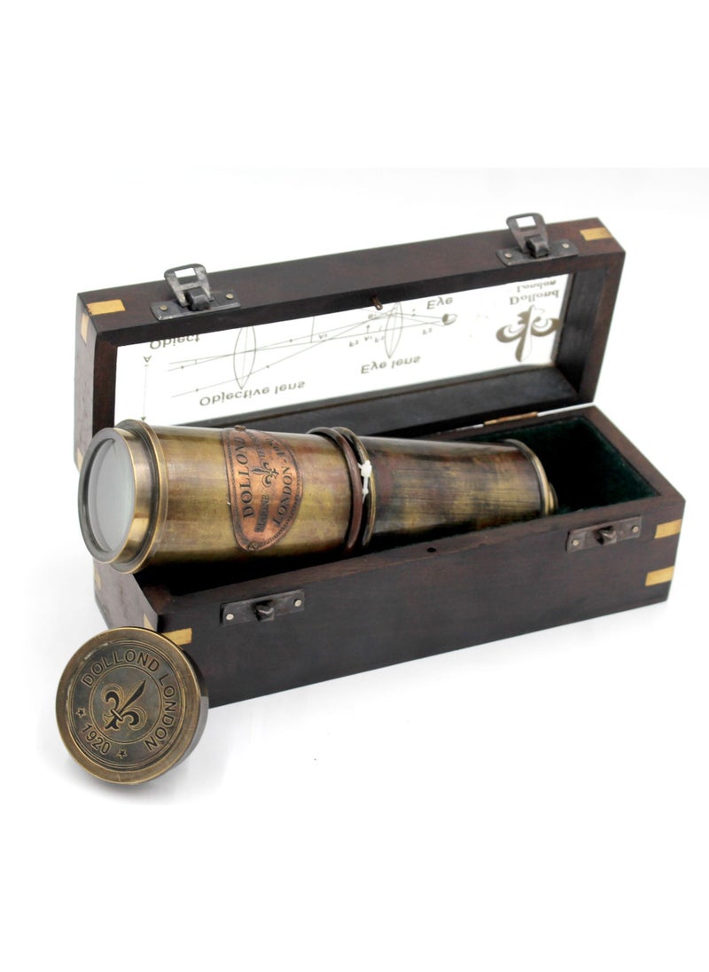 Antique Museum Antique 1920 Brass Telescope With Box-8x21cm  - Image 2