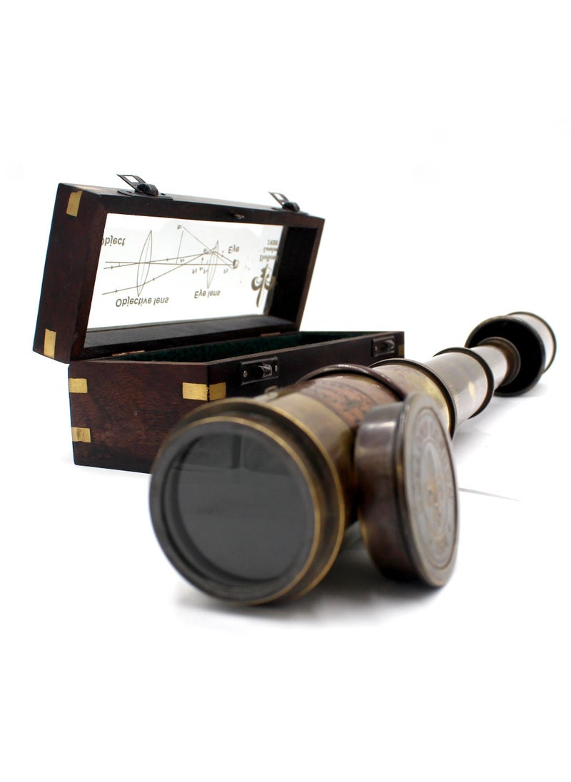 Antique Museum Antique 1920 Brass Telescope With Box-8x21cm  - Image 3