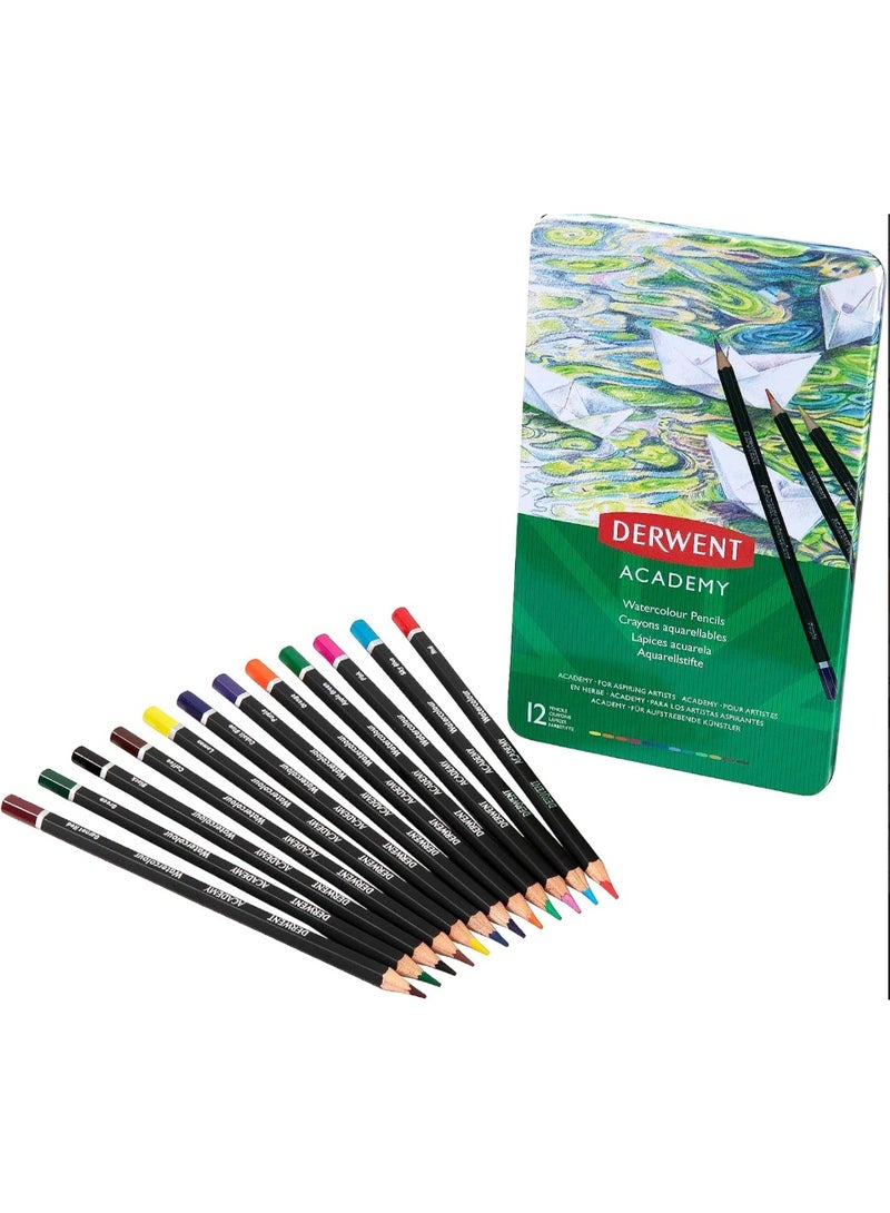 Derwent - Academy Watercolour Pencils 12 Colors in Tin - Image 4