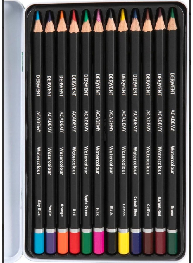 Derwent - Academy Watercolour Pencils 12 Colors in Tin - Image 2