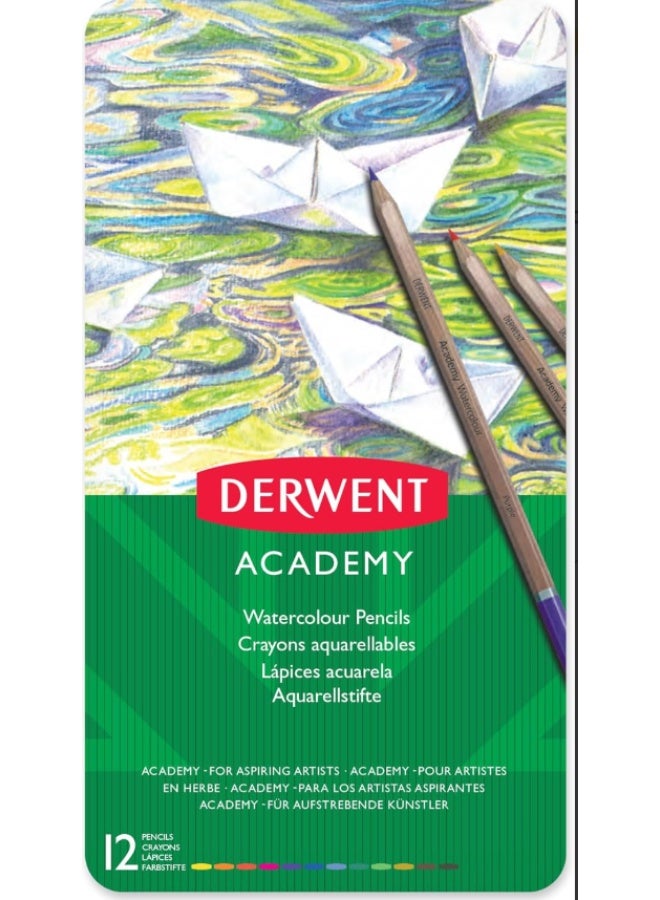 Derwent - Academy Watercolour Pencils 12 Colors in Tin - Image 3