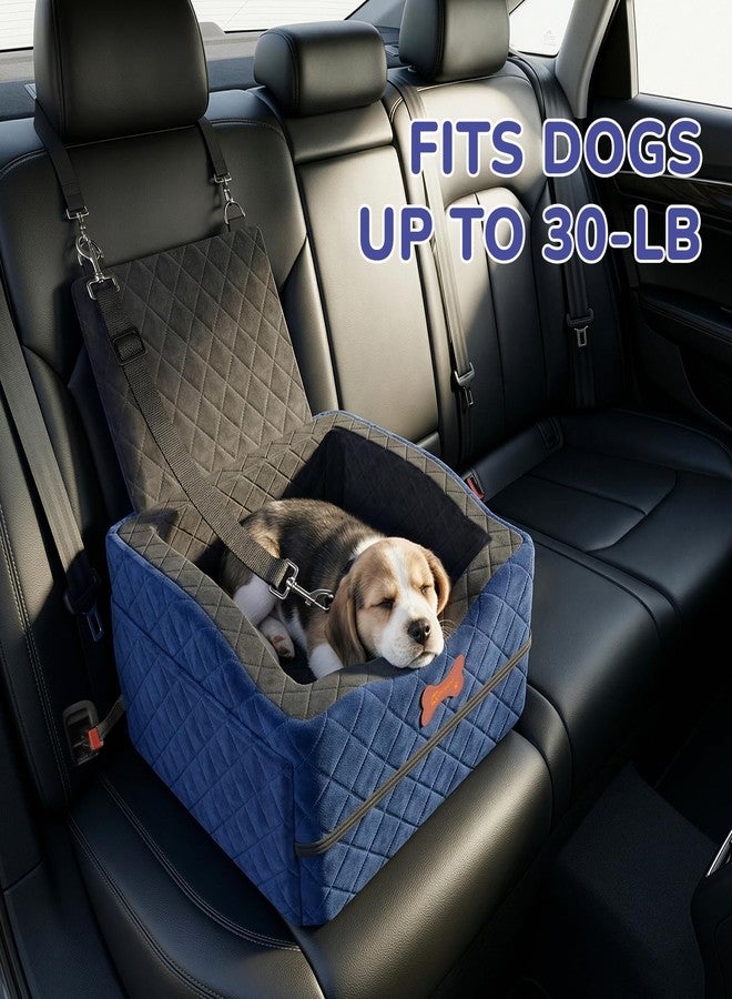 Konduone Dog Car Seat for Small Medium Dogs, 6" Elevated Dog Booster Seat with ISOFIX Safety Fixation, Washable Cover & High Density Memory Foam, Portable for Car Front/Rear/Trunk Home Outdoor Use (Navy Blue) - Image 2