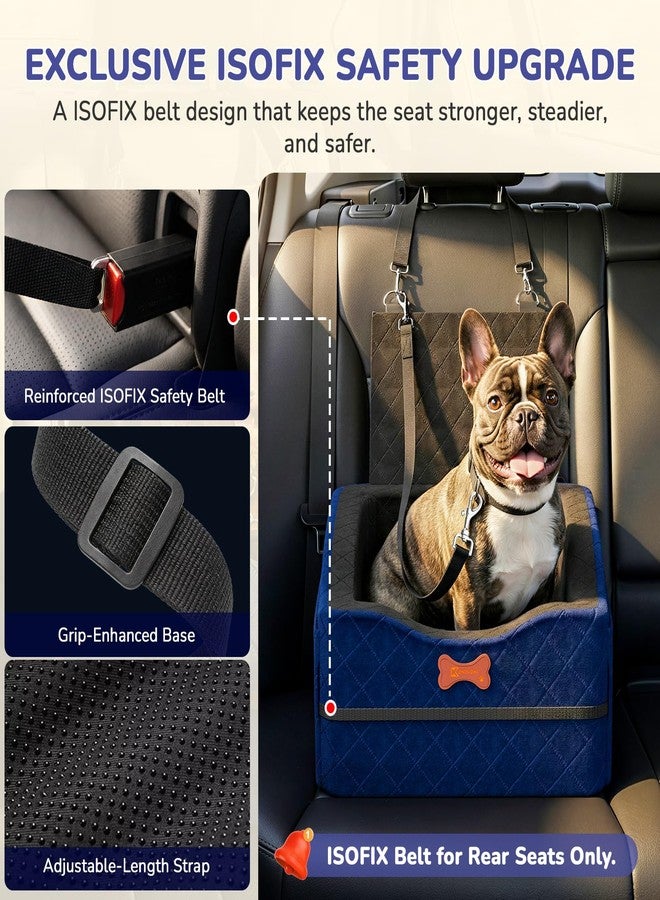 Konduone Dog Car Seat for Small Medium Dogs, 6" Elevated Dog Booster Seat with ISOFIX Safety Fixation, Washable Cover & High Density Memory Foam, Portable for Car Front/Rear/Trunk Home Outdoor Use (Navy Blue) - Image 3