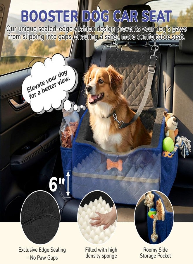 Konduone Dog Car Seat for Small Medium Dogs, 6" Elevated Dog Booster Seat with ISOFIX Safety Fixation, Washable Cover & High Density Memory Foam, Portable for Car Front/Rear/Trunk Home Outdoor Use (Navy Blue) - Image 4