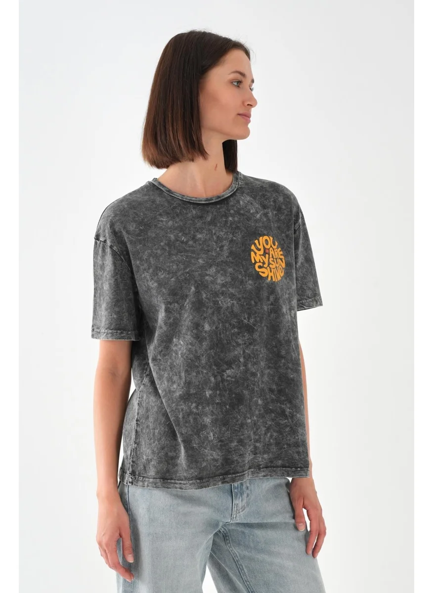 Alexander Gardi Alexandergardi Print Detailed Anthracite Women's T-Shirt