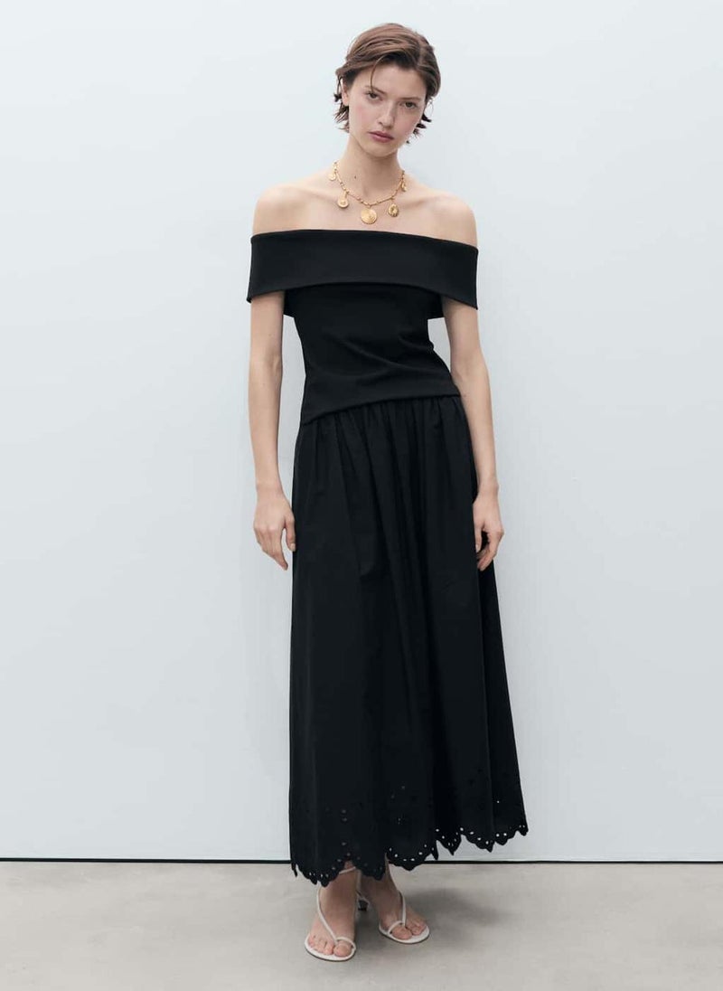 MANGO Cotton Skirt With Embroidered Hem  - Image 5