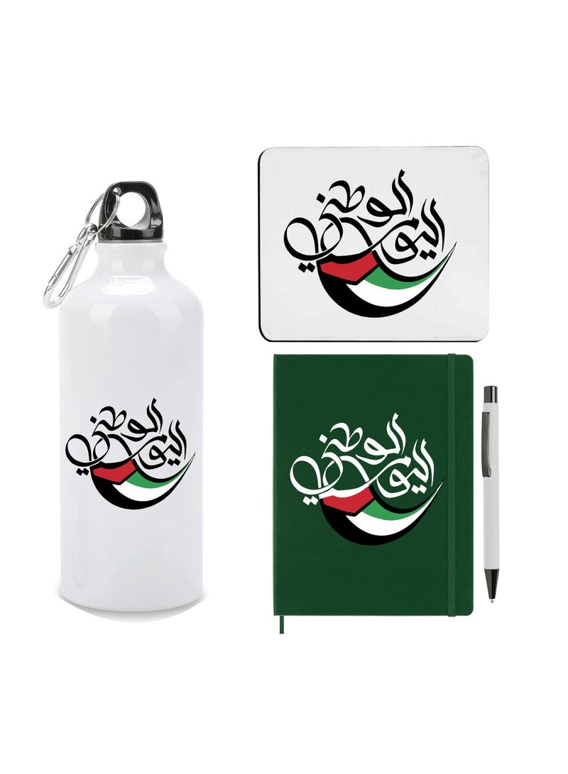UAE National Day Pack Of 4 Combo Mouse Pad-Water Bottle-Notebook With Pen-Gifts For UAE Flag Day-Celebrate The UAE National Day  - Image 1