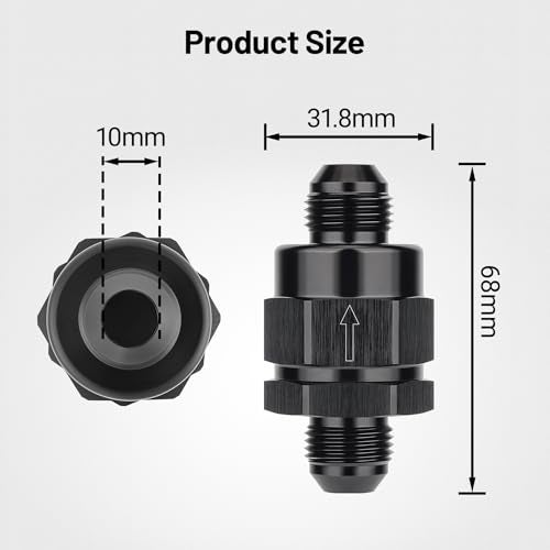 EVIL ENERGY 8AN Male Non Return One Way Inline Check Valve Fitting Aluminum Black - Image 3