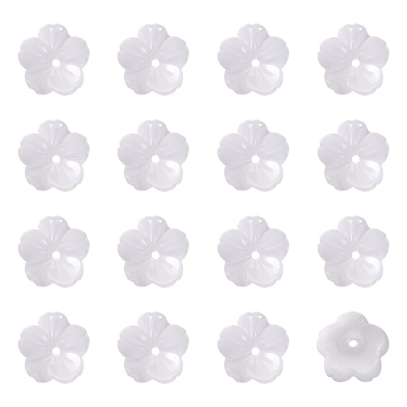 EEE ELECRELIVE 50pcs White Resin Flower Bead Caps 10mm 5Petal Floral End Caps for DIY Jewelry Making