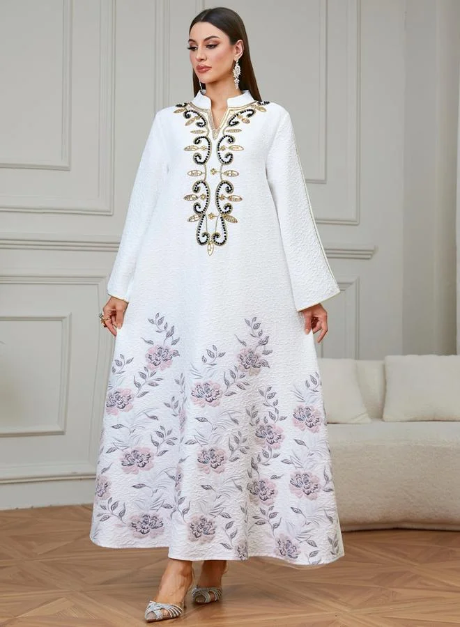 Take Two Women Textured Embellished Yoke Jalabiya