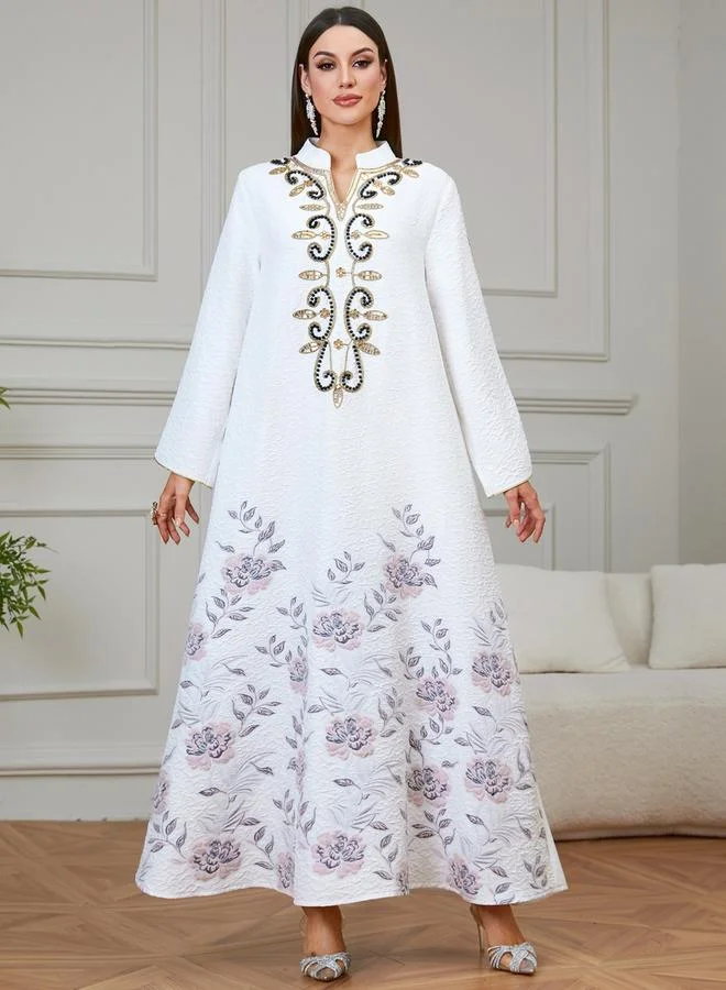 Take Two Women Textured Embellished Yoke Jalabiya
