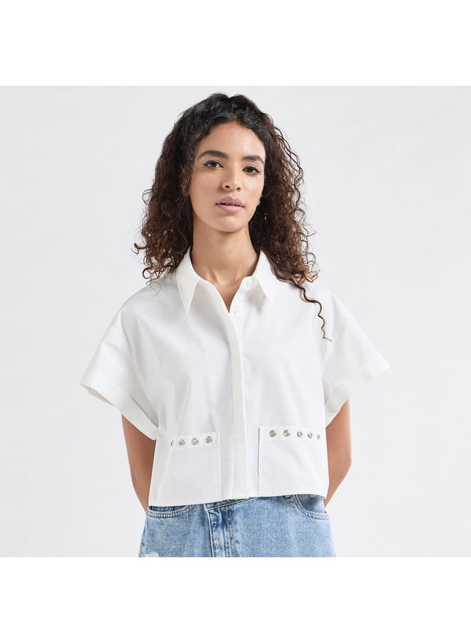 Splash FAV Solid Drop Shoulder Sleeves Shirt with Pockets and Concealed Button Placket  - Image 1
