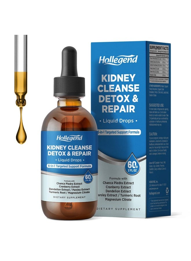 HOLLEGEND Kidney Cleanse Detox & Repair Liquid Drops, Kidney Support Supplement Enhanced with Chanca Piedra, Cranberry, Dandelion, Parsley, Turmeric Root, Magnesium Citrate, 2 Fl Oz - Image 1