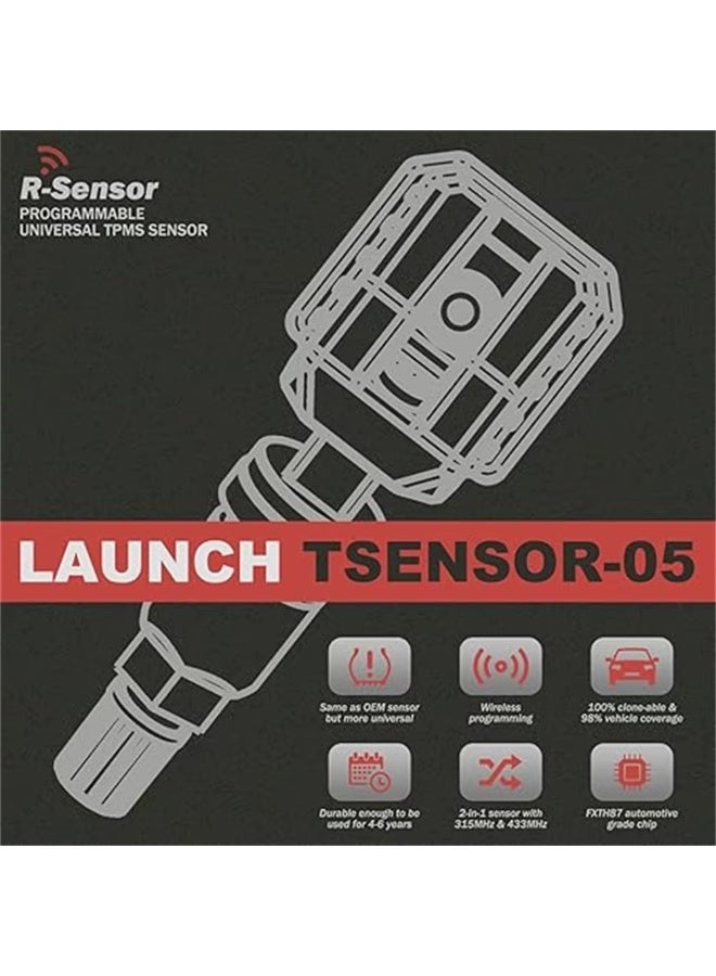 Launch Tech USA X431 TPMS Sensor tsensor-05 Dual Frequency 315MHz/433MHz Screw-in Adjustable Angle Metal Valve Tire Pressure Monitor System Programmable RF Sensor Replace OE-Sensor - Image 2