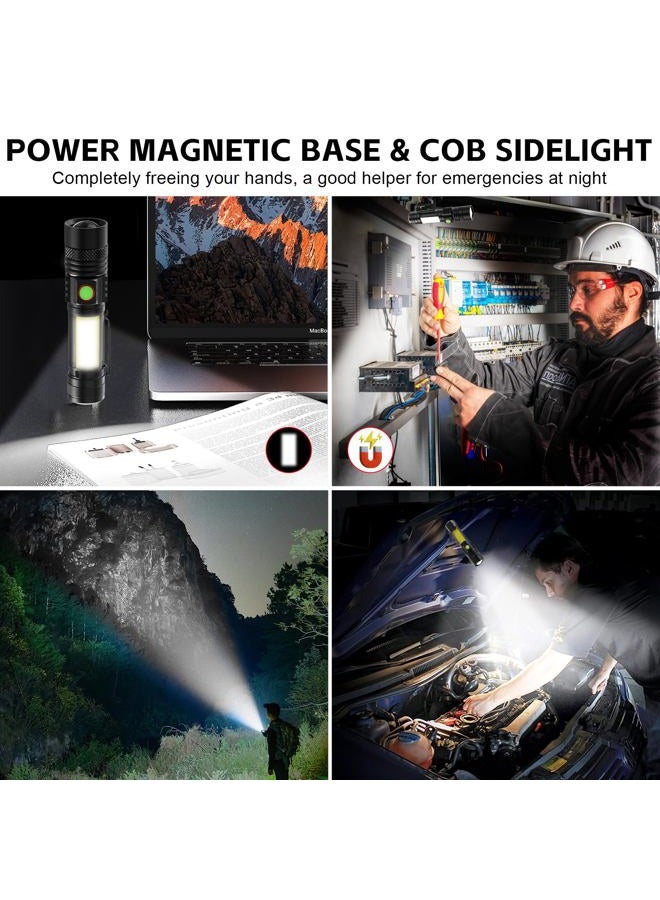 ATDOALL LED Rechargeable Flashlights Magnetic, USB Pocket Flashlight with COB Work Light, 8 Modes, Waterproof, Zoomable, Small Tactical Flashlights for Camping Travel Security Emergency Hiking 2 Pack - Image 2