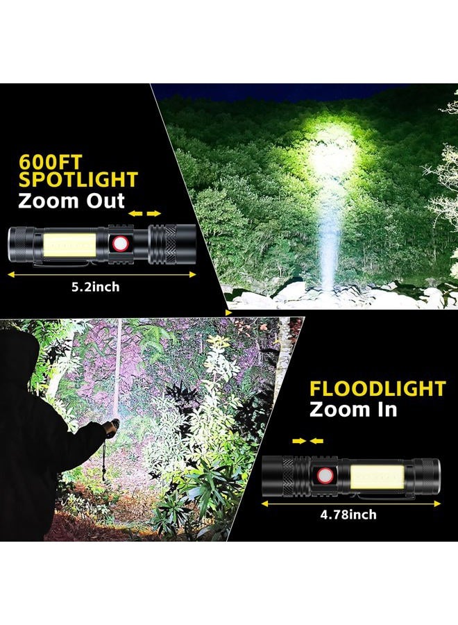 ATDOALL LED Rechargeable Flashlights Magnetic, USB Pocket Flashlight with COB Work Light, 8 Modes, Waterproof, Zoomable, Small Tactical Flashlights for Camping Travel Security Emergency Hiking 2 Pack - Image 4