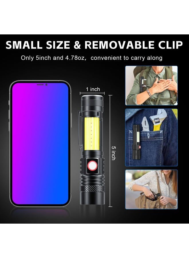 ATDOALL LED Rechargeable Flashlights Magnetic, USB Pocket Flashlight with COB Work Light, 8 Modes, Waterproof, Zoomable, Small Tactical Flashlights for Camping Travel Security Emergency Hiking 2 Pack - Image 5