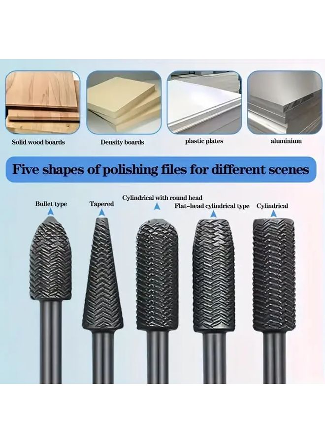 1 Set Embossed Steel Rotary File Grinding Heads For Metal Deburring Hole Expansion - Image 3