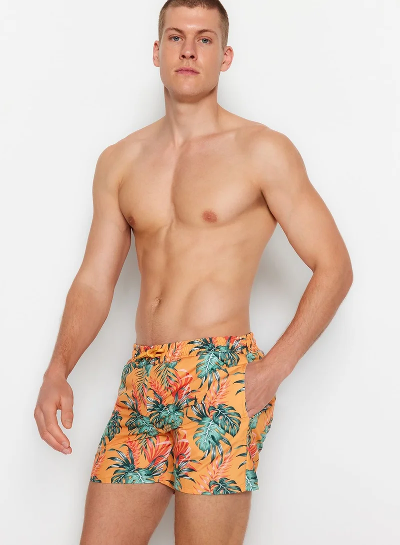 trendyol Drawstring Printed Swim Shorts