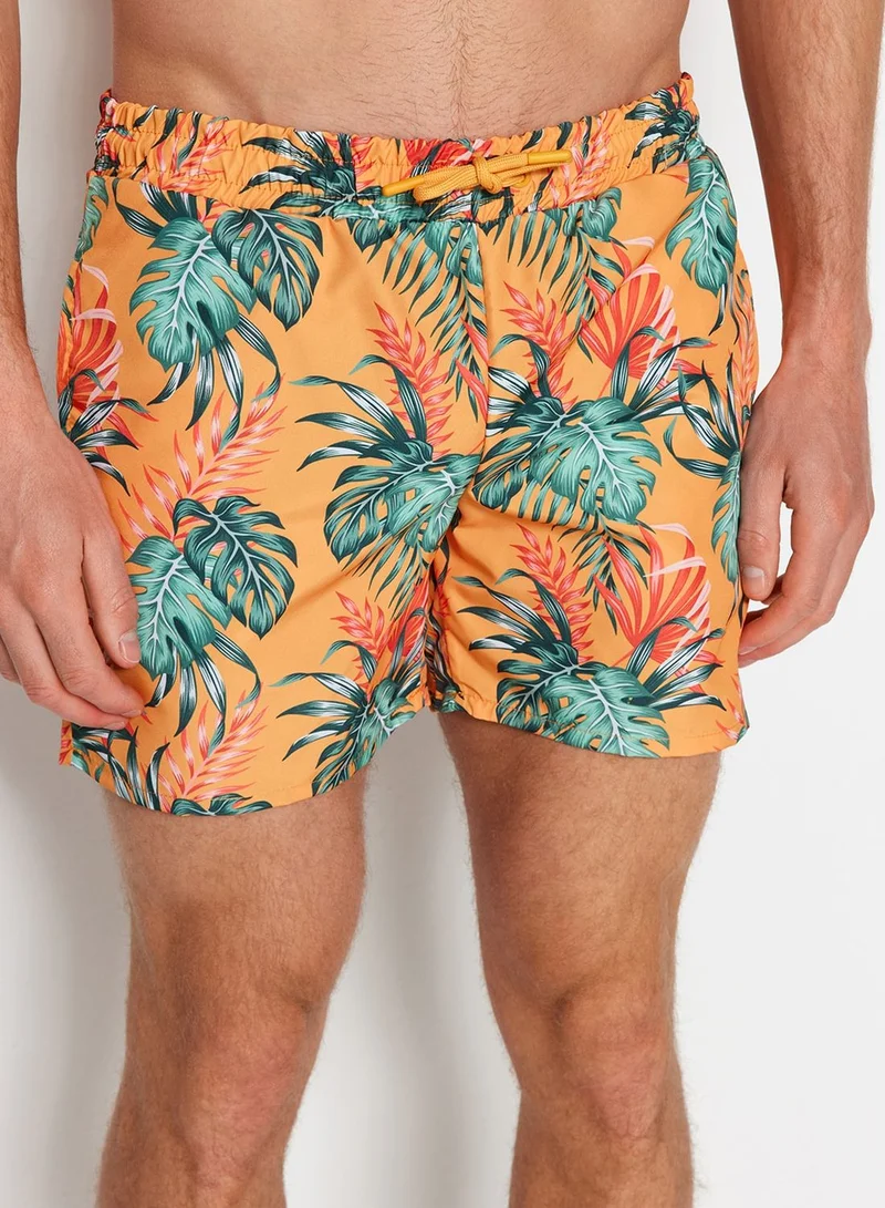 trendyol Drawstring Printed Swim Shorts