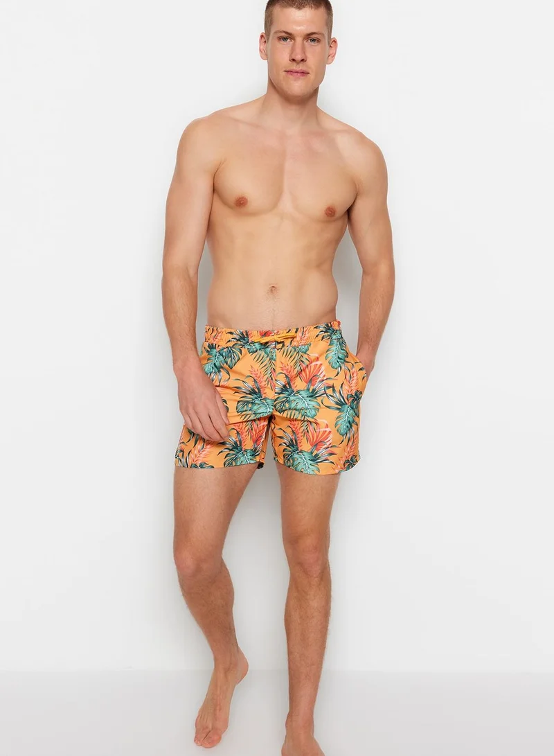 trendyol Drawstring Printed Swim Shorts