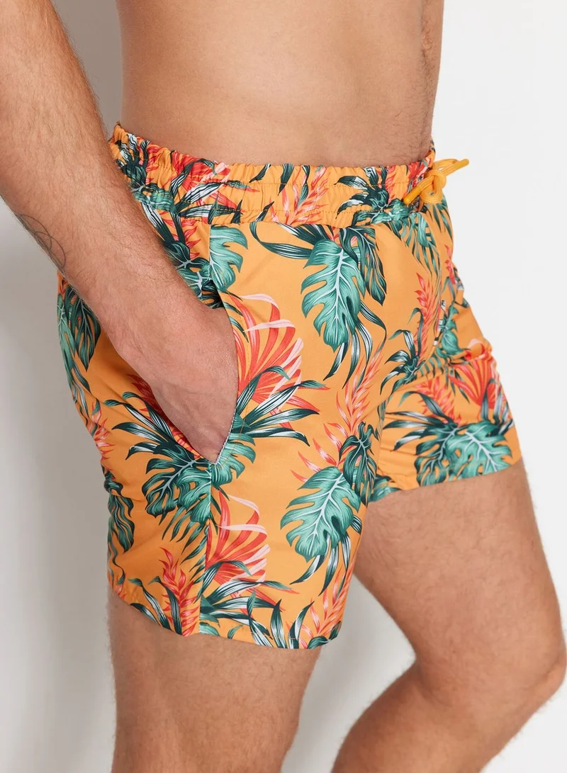 trendyol Drawstring Printed Swim Shorts