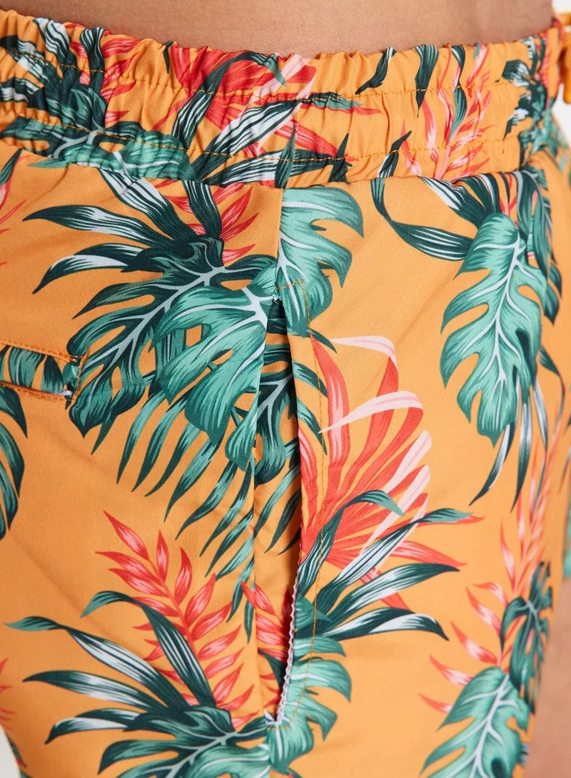 trendyol Drawstring Printed Swim Shorts