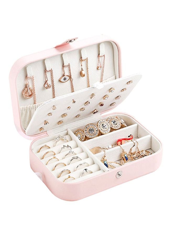 docooler Double Layer Travel Jewelry Organizer Box Rose Pink - Image 2