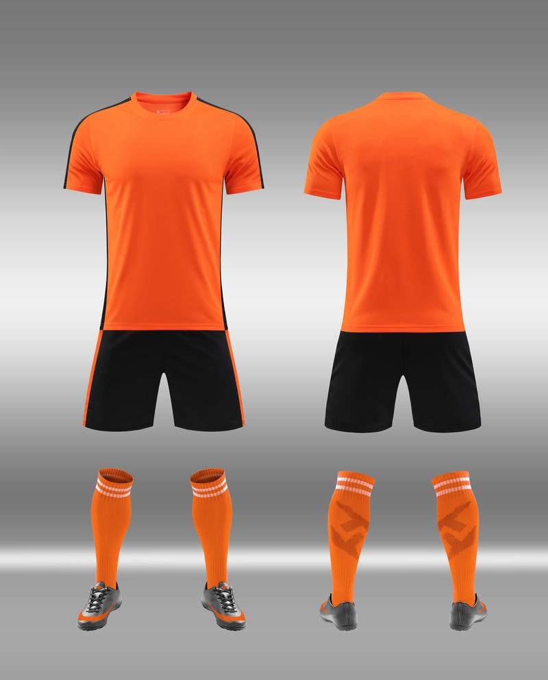 Generic New Professional Football Jersey Adult Short Sleeves Breathable Summer Training Competition Team Uniform Sportswear Orange 