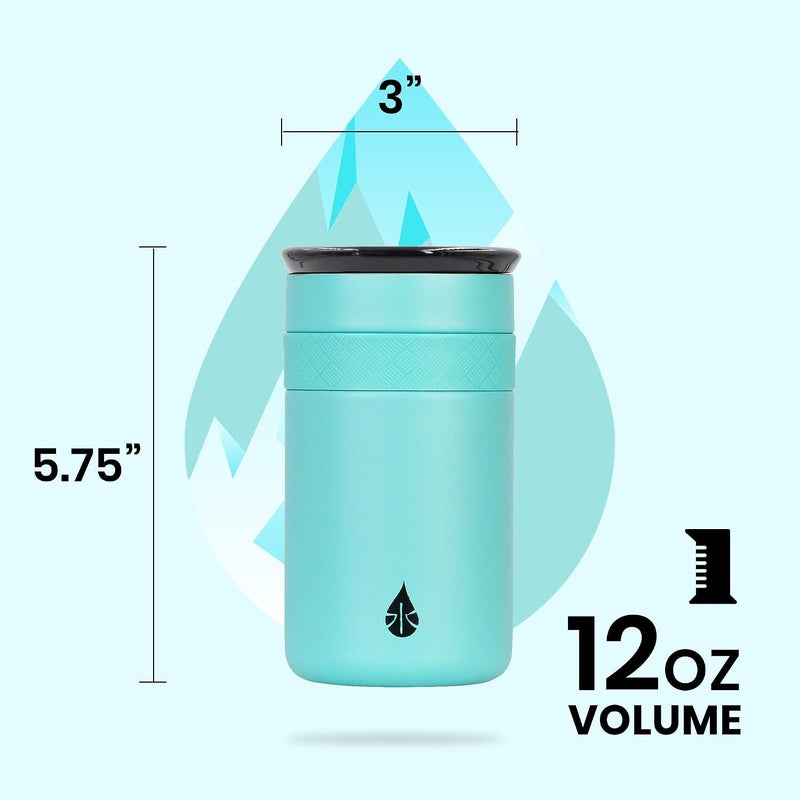 Elemental Artisan Insulated Tumbler, Triple Wall Coffee Travel Mug, Reusable Stainless Steel Coffee Tumbler with Ceramic Lid, Thermal Coffee Cups for Hot (6 Hrs) & Cold (18 Hrs), 12oz - Robin's Egg - Image 2