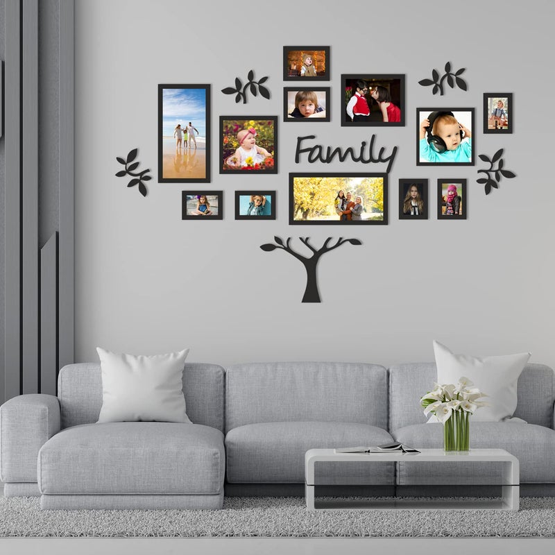 PRINTELLIGENT 19-Piece Eye-Catching Collage Family Tree Picture Frame Set Black (Set Holds Up to 17 Photos Total) - Image 2