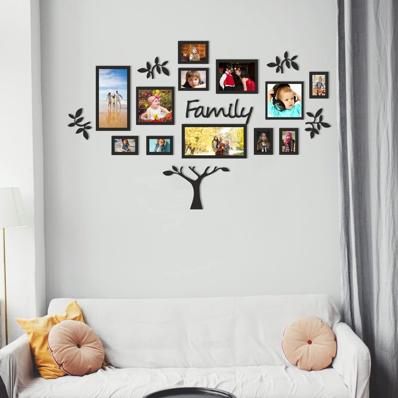PRINTELLIGENT 19-Piece Eye-Catching Collage Family Tree Picture Frame Set Black (Set Holds Up to 17 Photos Total) - Image 4