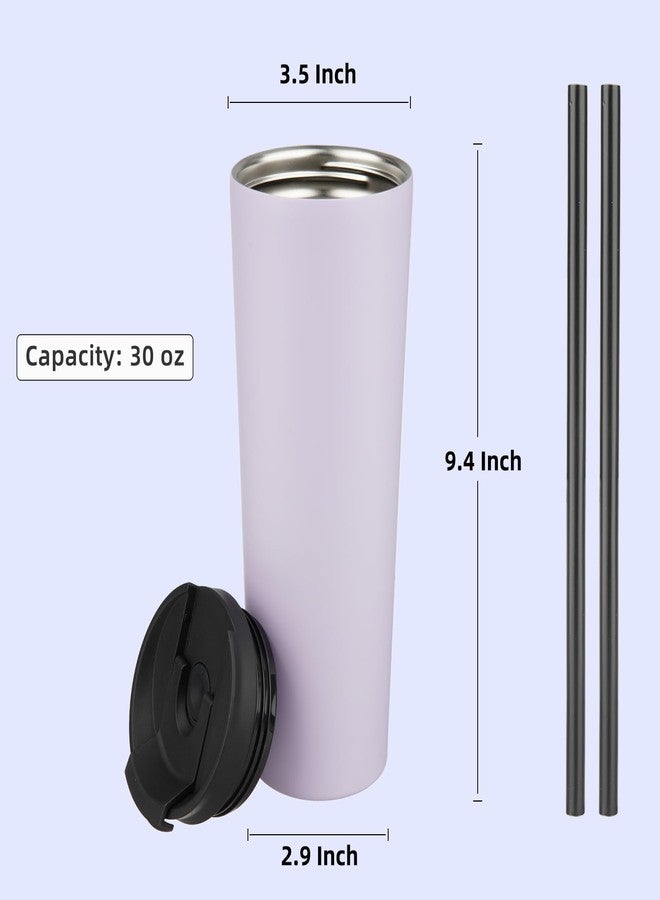 Konokyo 30 OZ Insulated Tumbler with Lid and 2 Straws Stainless Steel Water Bottle Vacuum Travel Mug Coffee Cup,Taro - Image 2