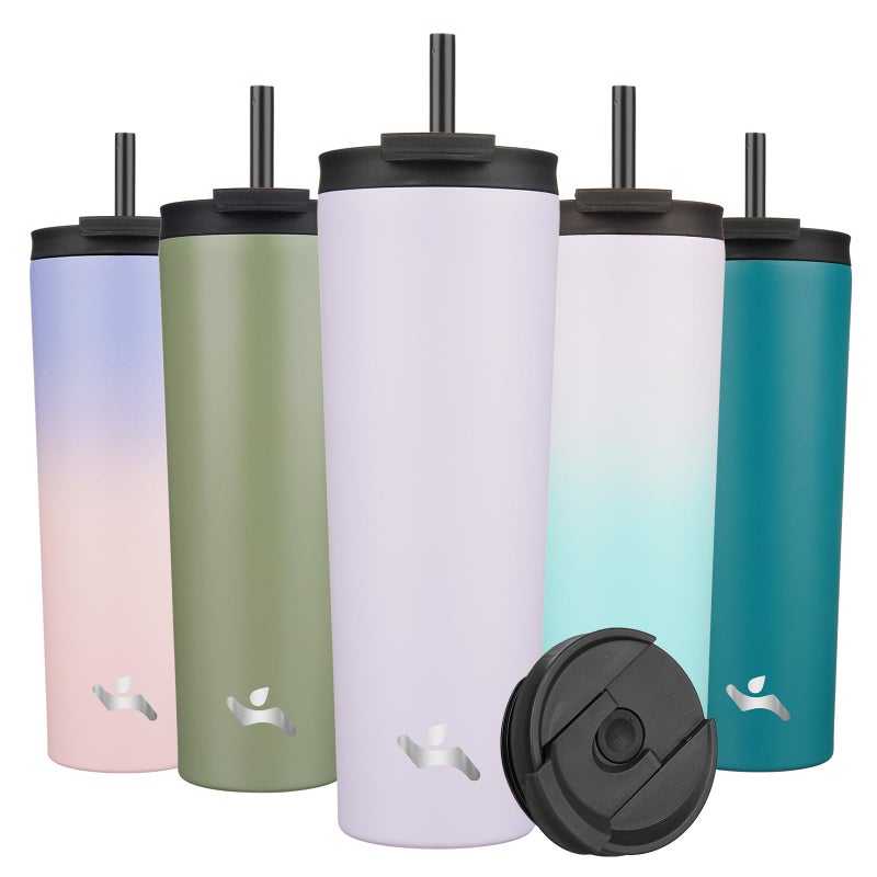 Konokyo 30 OZ Insulated Tumbler with Lid and 2 Straws Stainless Steel Water Bottle Vacuum Travel Mug Coffee Cup,Taro - Image 1