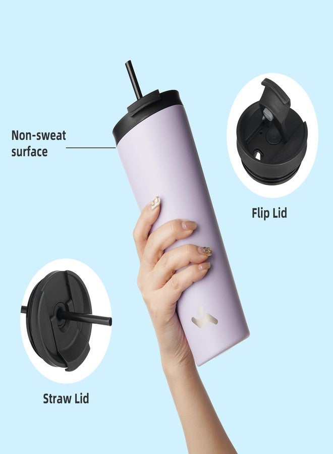 Konokyo 30 OZ Insulated Tumbler with Lid and 2 Straws Stainless Steel Water Bottle Vacuum Travel Mug Coffee Cup,Taro - Image 4
