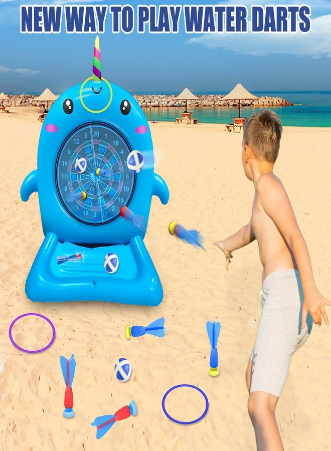 Dollox Kids Swimming Pool Toys - 45" Large Inflatable Floating Dart Board Water Game, Cute Dolphin Inflatable Toys for Indoor & Outdoor Play, Fun Summer Family Party Gift for 3+ Years Old - Image 4