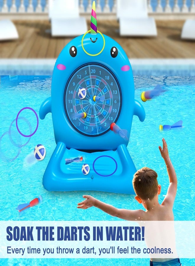 Dollox Kids Swimming Pool Toys - 45" Large Inflatable Floating Dart Board Water Game, Cute Dolphin Inflatable Toys for Indoor & Outdoor Play, Fun Summer Family Party Gift for 3+ Years Old - Image 2